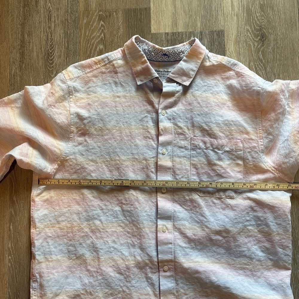 Tommy‎ Bahama Barbados Breeze Linen Shirt Men XL Pastel Flip Cuff Stretch - Picture 15 of 16